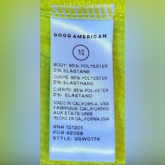 NWT Good American Crinkle Basic Bandeau in Electric Yellow, Size S/M - Picture 5 of 9